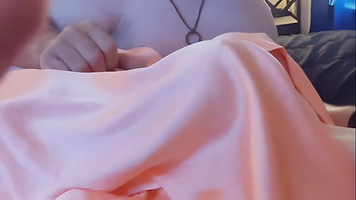Submissive chick cannot stop licking that fake pussy in a hot threesome