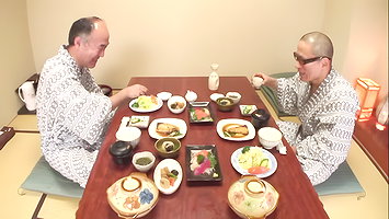 A Japanese man shared his wife with an old neighbor, its more fun to fuck together