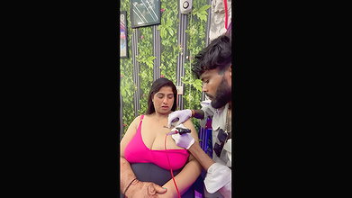 desi mature lady hot breast tatoo in pink bra 2 2