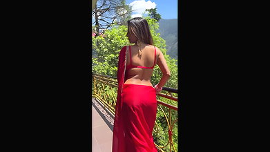 KATE SHARMA IRRESISTIBLE SEDUCTRESS SEXY IN RED BRA SAREE WILD 2