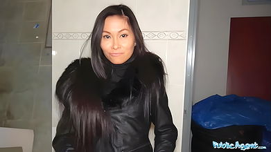 Hot Thai beauty fucked hard in horny gas station toilet fuck