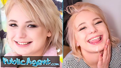 hort hair blonde amateur teen with soft natural body picked up as bus stop