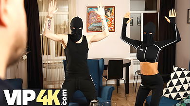 Scrounger’s snatch is filled with the homeowner’s hard cock