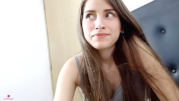 My stupid stepsister discovers me naked and I convince her to get naked with me to end up fucking her very hard.