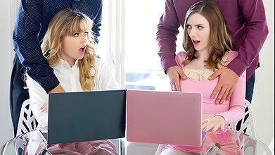 DaughterSwap – Naughty Teens River Lynn and Celestina Blooms Disciplined By Stepdads For Bad Grades