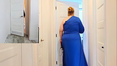 Woman in bathroom with panty down, was very surprised when stranger accidentally walked in (role playing)