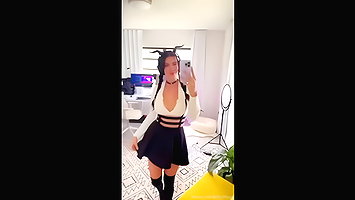 KittyPlays Deep Cleavage Sexy Skirt Fansly Set Leaked
