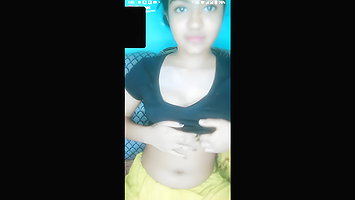 Mim showing her panty and boobs on chamet live with face
