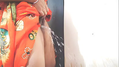 Solo Sangeeta gets hot pissing on the wall with Telugu audio