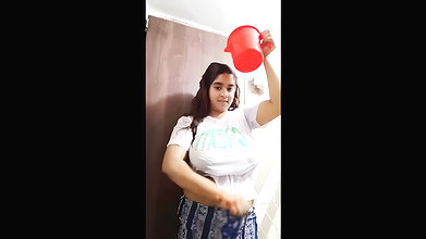 My wife he is take a shower