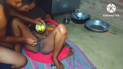Massaged wife with mustard oil in the morning