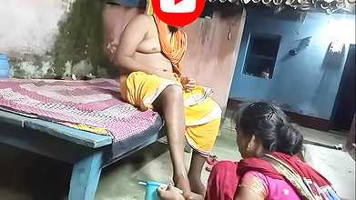 Deshi village wife sharing with baba dirty talk blowjob sex Hindi sex