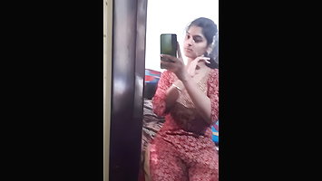 Desi cutie showing a single boob