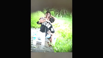 Desi Lover Boob Socking in Outdoor