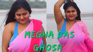 MEGHA DAS GHOSH IN PINK SAREE ON A VIRGIN SEA BEAC
