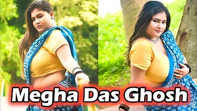 MEGHA IN BLUE SAREE AND SKIN COLORED BLOUSE VIDEO