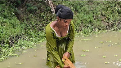 Amazing Village Girl Fishing Big Carp Fish