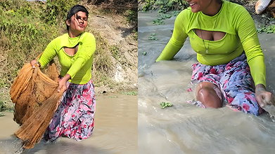 Amazing Village girl new Net  Fishing video