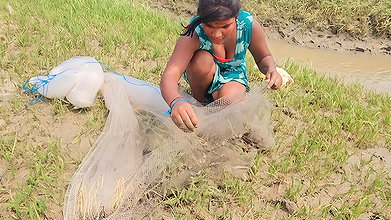 Amazing Village Women Net Fishing in Bay of Bengal