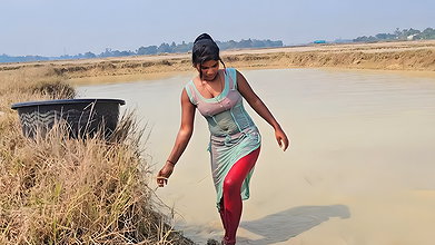 Incredible Village Women net fishing in Pon