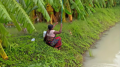 x  Amazing Village Lady Hook fishing   Best Fishing V