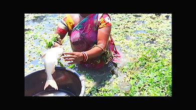 Amazing Village Women fishing in Amazon forest
