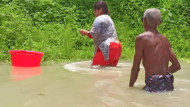 Amazing Village women Traditional Fishing with Gra