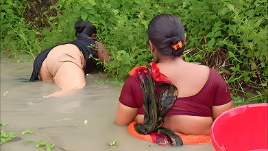 Best women Hand fishing in mud water   Village wom