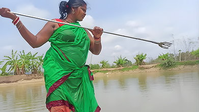 Trident Fishing by village women   Mouni unique fi