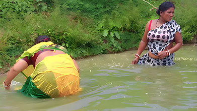 Village women fishing channels    Village women Ne