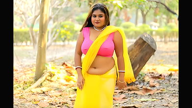 MEGHA DAS GHOSH IN YELLOW TRANSPARENT SAREE WITH PINK BLOUSE VIDEO