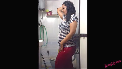 lily stripping in shower video