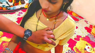 indian coupleShares bed with StepMom while his StepSister hides under the bed inHindi Audio