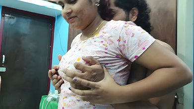 Hot kiss with boobs press