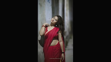hot sexy bengali girl hot big boobs and navel in red saree (2)2