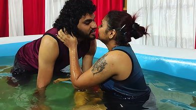 Pool romance with lip lock