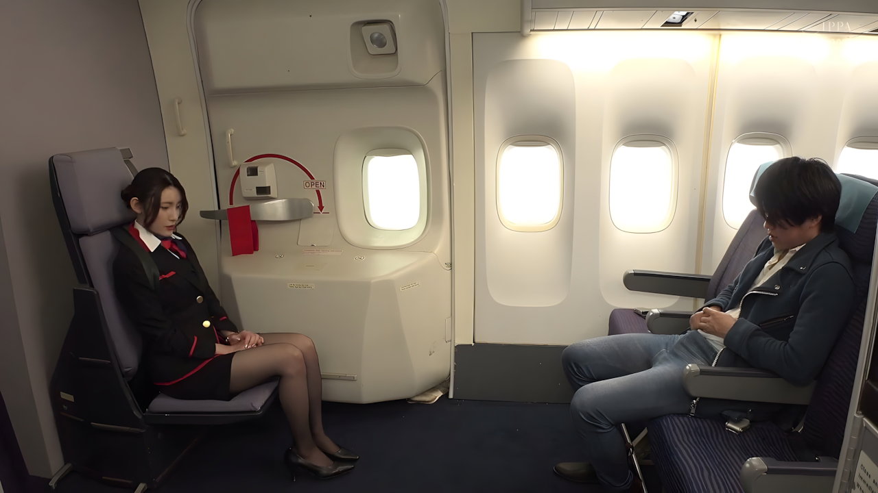 Beautiful Ass Cabin Attendant Swings in S-shape Cowgirl MMS