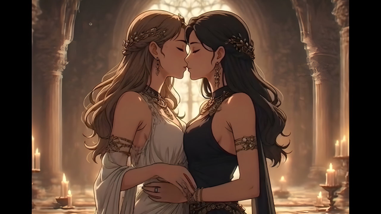 Kissing Orgasm of Mature Women, AI Generated Cartoon content, Uncensored video of 18 Year old Anime Girl