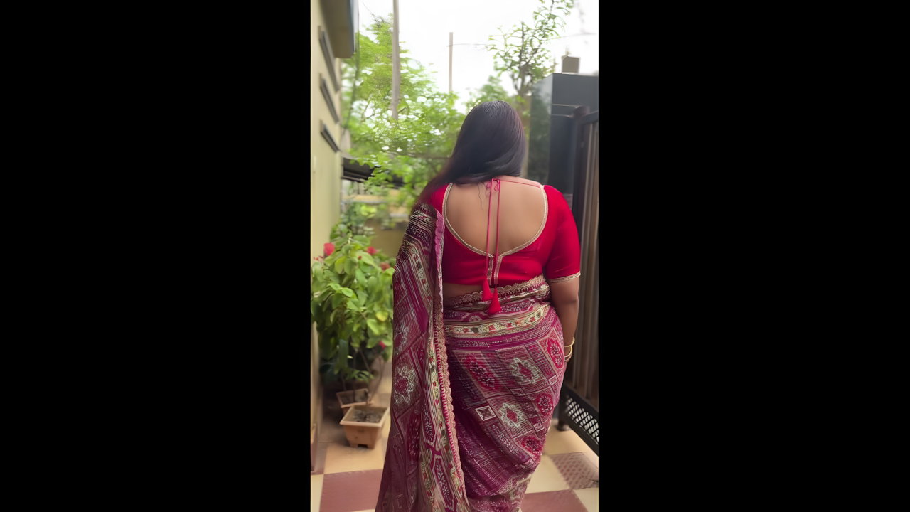 punjabi lady in red blouse and saree 2 2