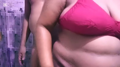 Big boobs wife her hand in her boy friends ass hole in the bathroom