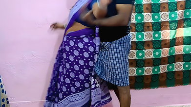 Stepmother and stepson have sex while standing