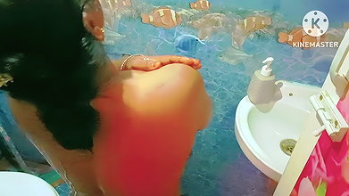Sexy Huge Boobs Desi Girl Gave a Hot Blowjob for His Boyfriend in the Bathroom and He Cum on Her Hair