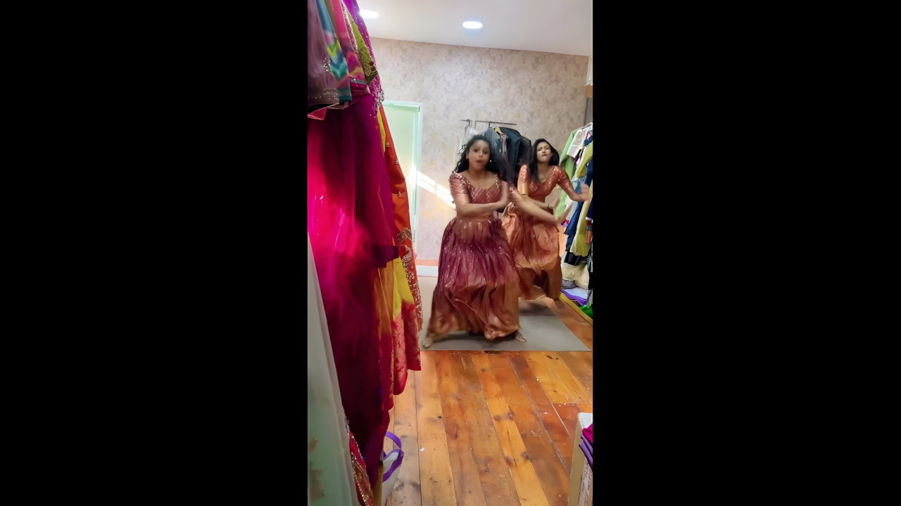 Insta influencer girls sexy dance in blouse & skirt