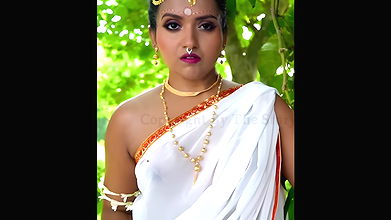 Elora Showing Hint of Nipples & Thighs through Transparent White Saree Shoot