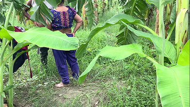 I see my aunty going towards the banana plantation, I followed her and hugged her and started fucking her in the plantation