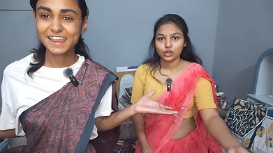 A couple of young babes teasing each other – Saree, Navel poked with painting brush 2
