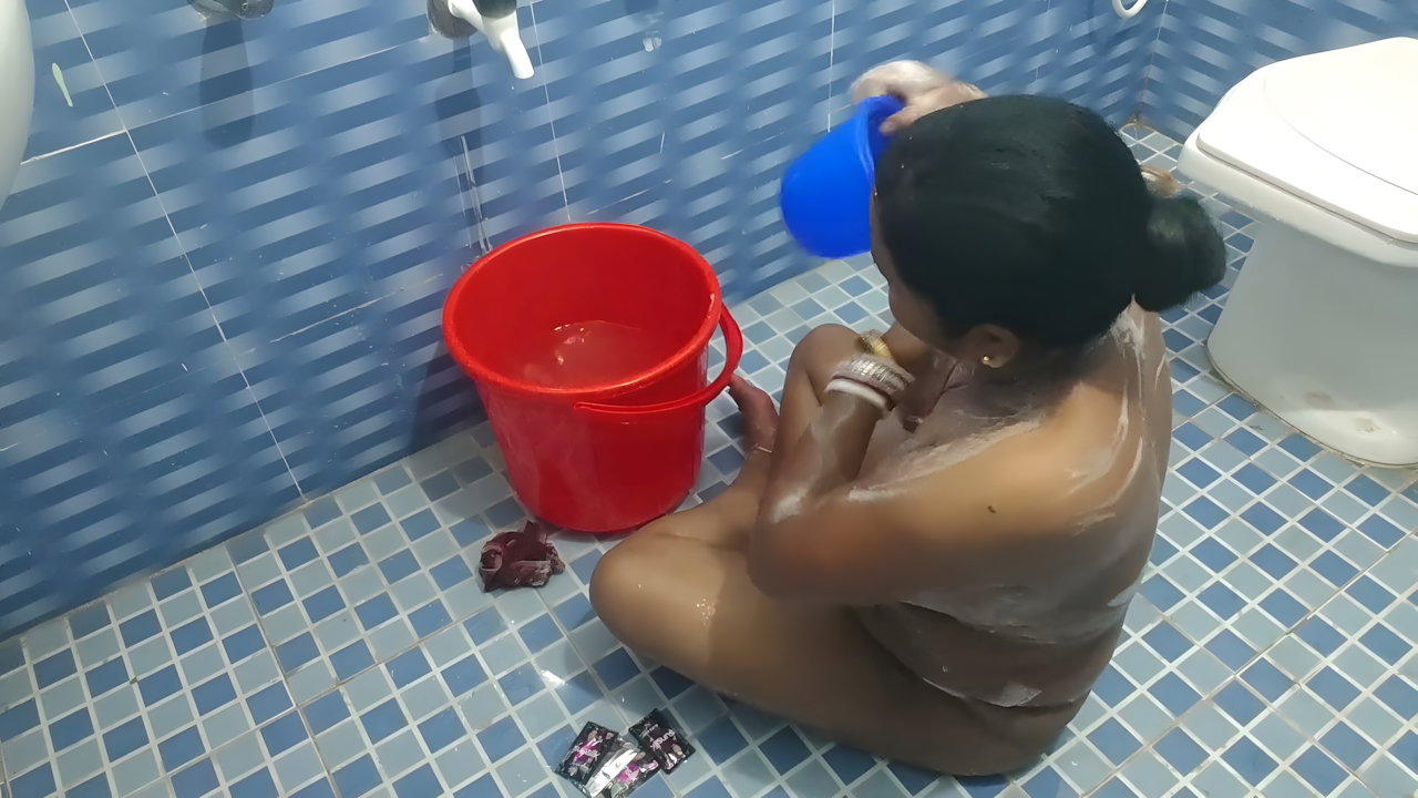 Mistress was bathing in the bathroom, naked and fucked