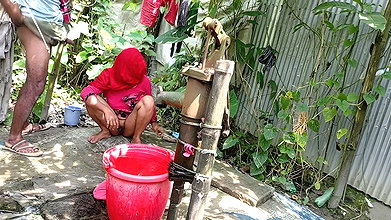 I Fucked My Village Stepsister Outside While She Was Taking a Bath