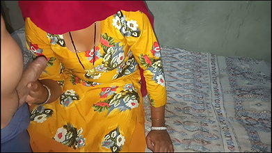 Indian Desi Bhabhi Blowjob Sucking Dick at Night