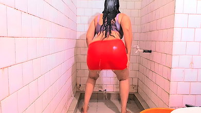 Asian sexy girl fun with bathroom ,big ass